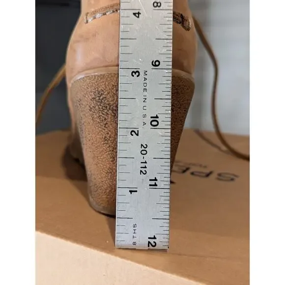 Sperry Ankle Boots Size 8.5M Women Celeste Prow Tan Lace Up Wedge - Picture 6 of 9